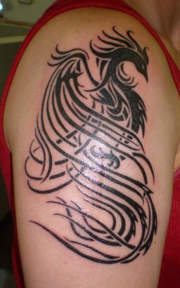 Tribal Phoenix Right Arm Tattoo